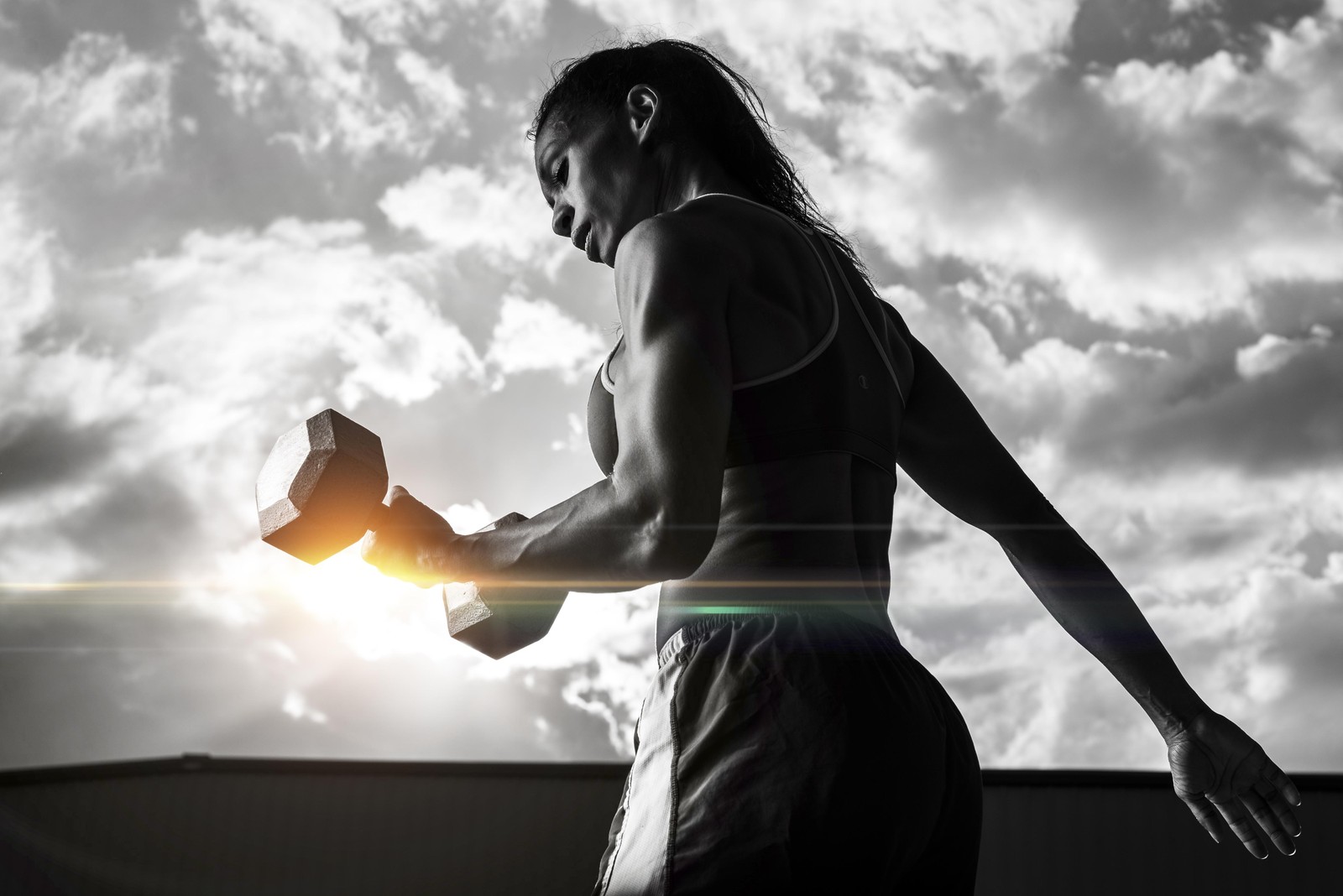 Empowering Strength Fitness Woman Dumbbell Wall Art