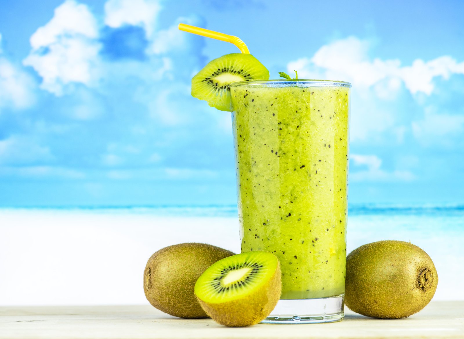 Vibrant Kiwi Smoothie Beach Vibes Wall Art
