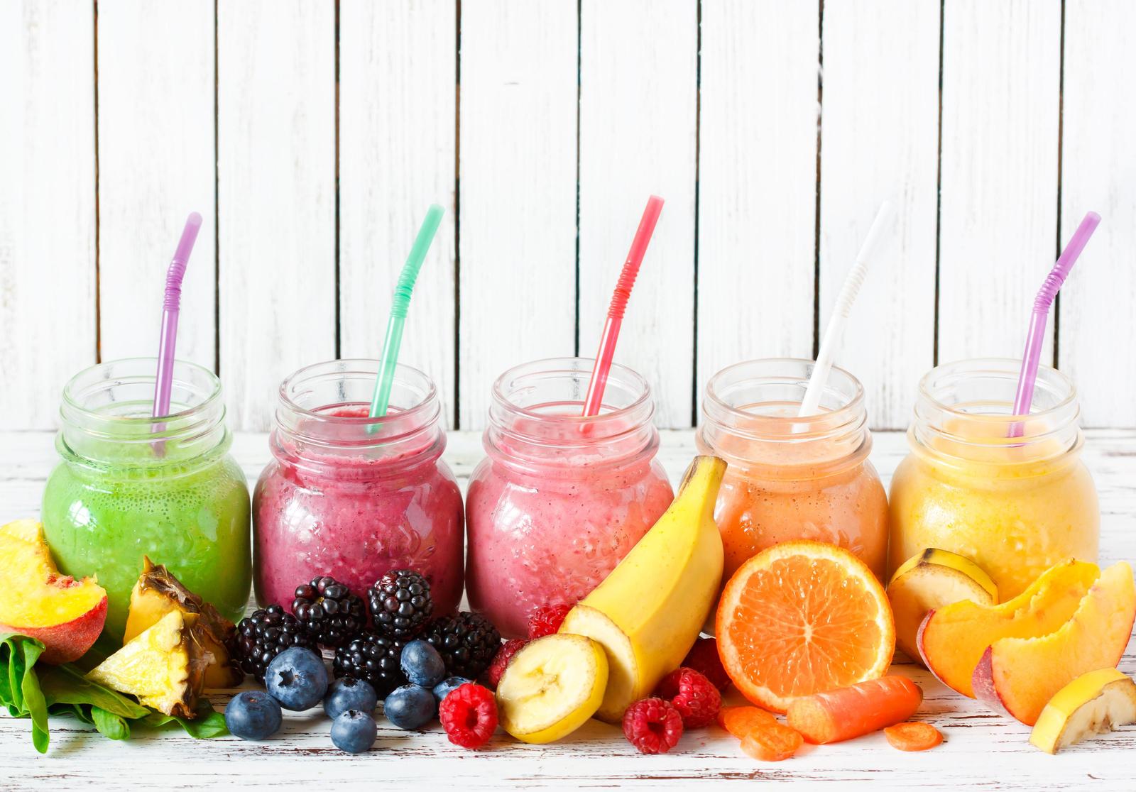Vibrant Fruit Smoothies Rainbow Wall Art