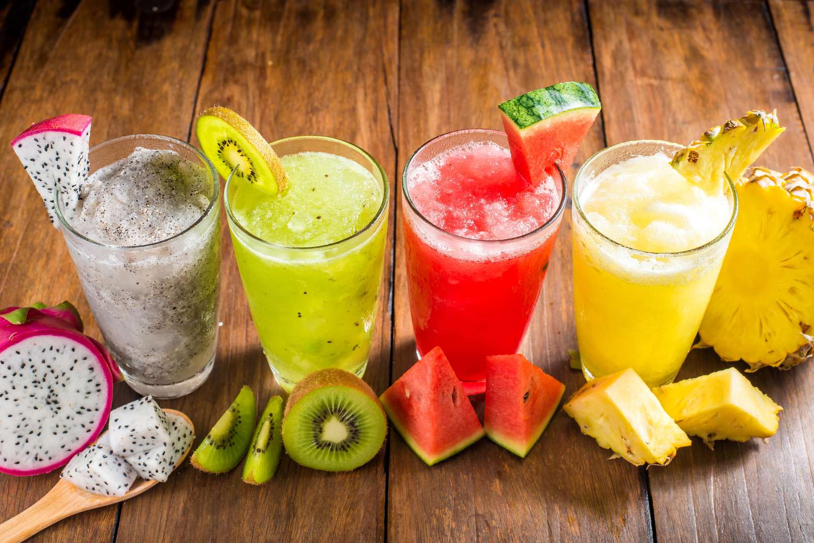 Vibrant Tropical Fruit Smoothies Wall Art