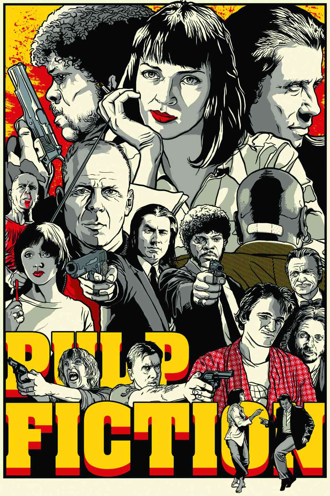 Pulp Fiction Iconic Characters Wall Art