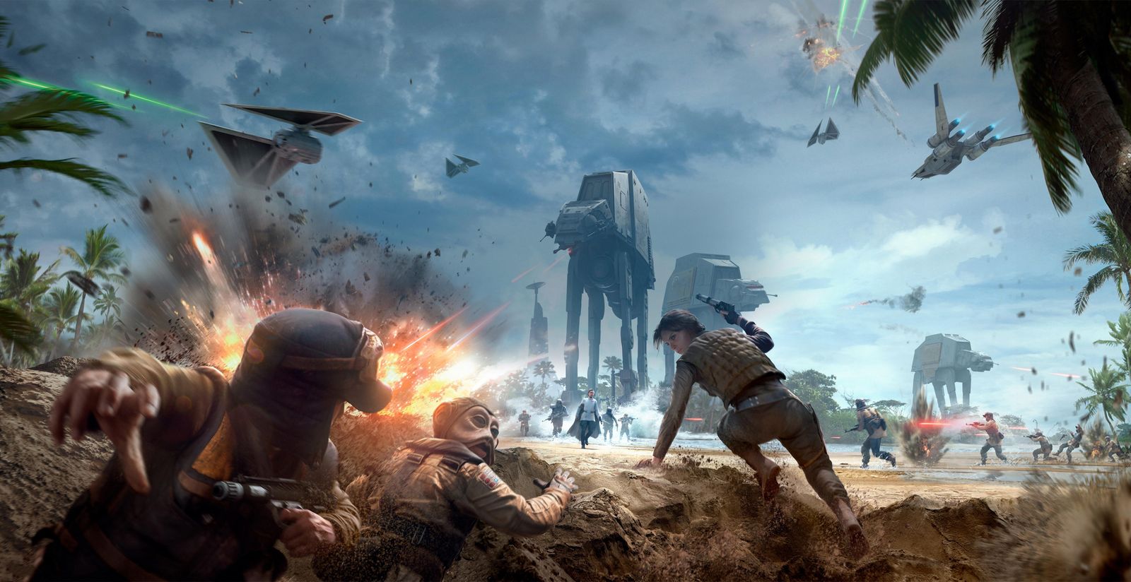 Epic Star Wars Battle Beach AT-AT Wall Art