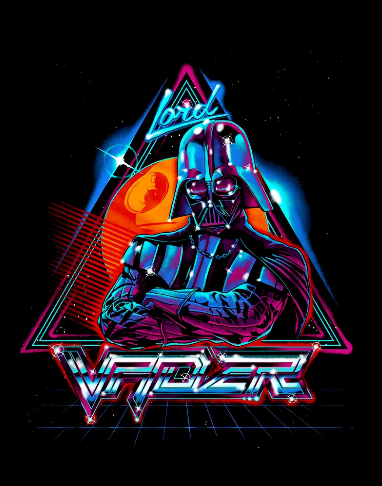 Retro Lord Vader Neon Synthwave Wall Art
