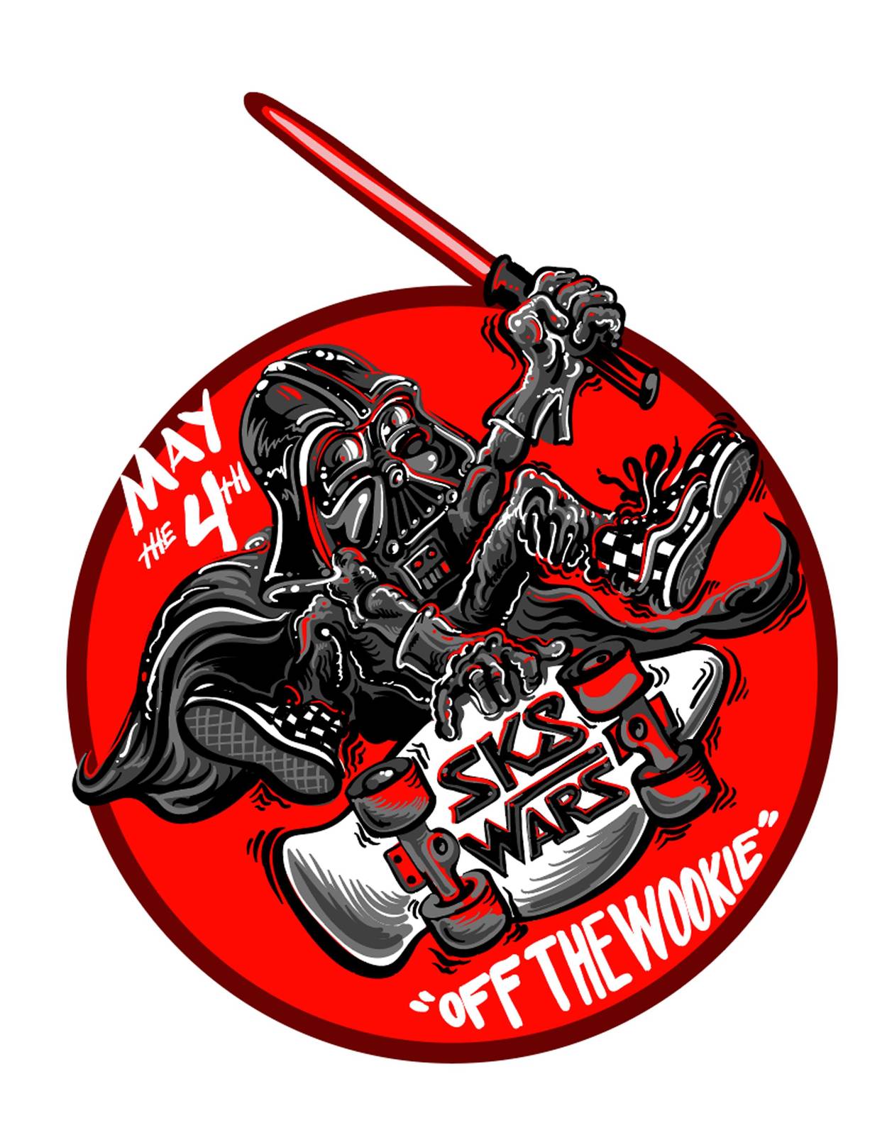 Darth Vader Skateboarding May the 4th Wall Art