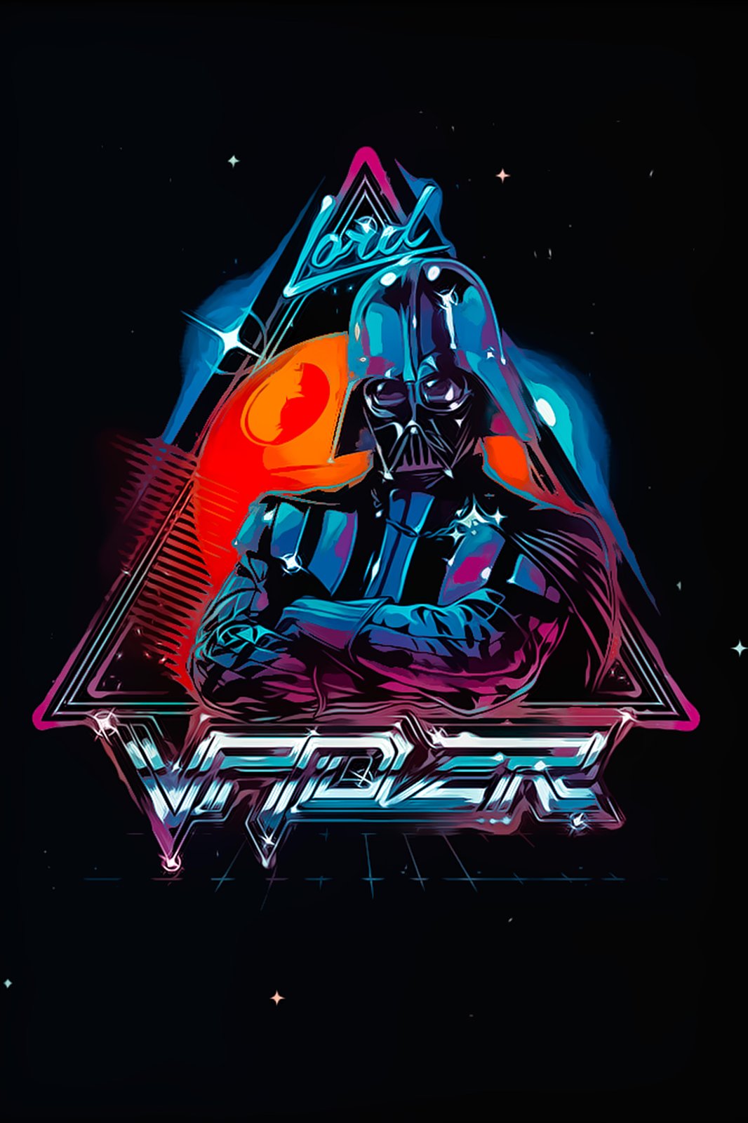 Retro Darth Vader Neon Synthwave Wall Art
