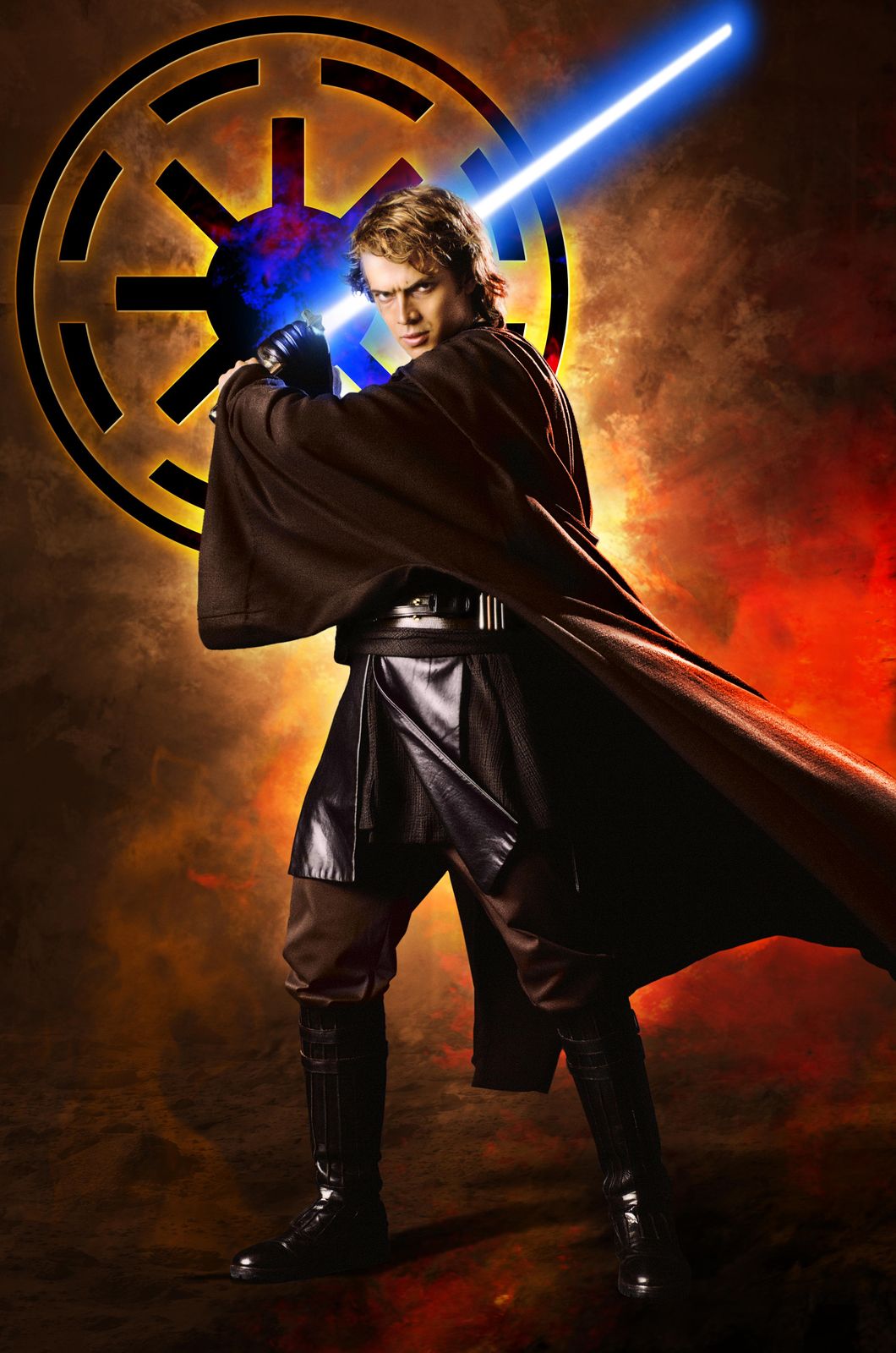Epic Anakin Skywalker Blue Lightsaber Wall Art