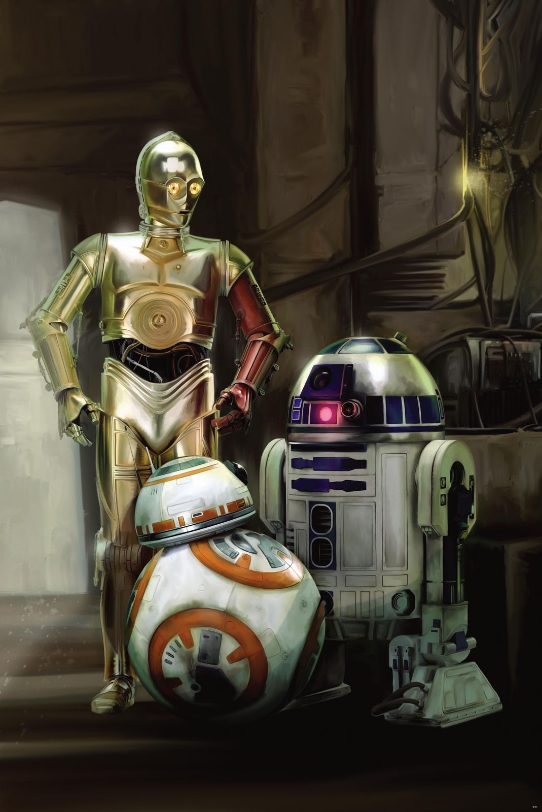 Star Wars Droids C-3PO R2-D2 BB-8 Wall Art