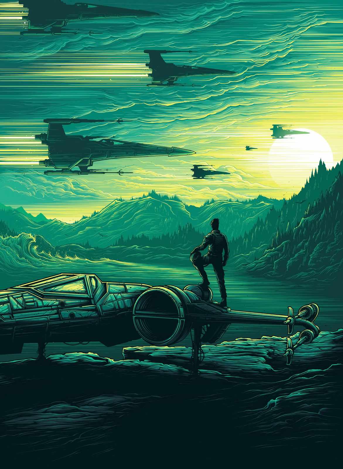 Galactic Pilot & X-Wing Landscape Wall Art