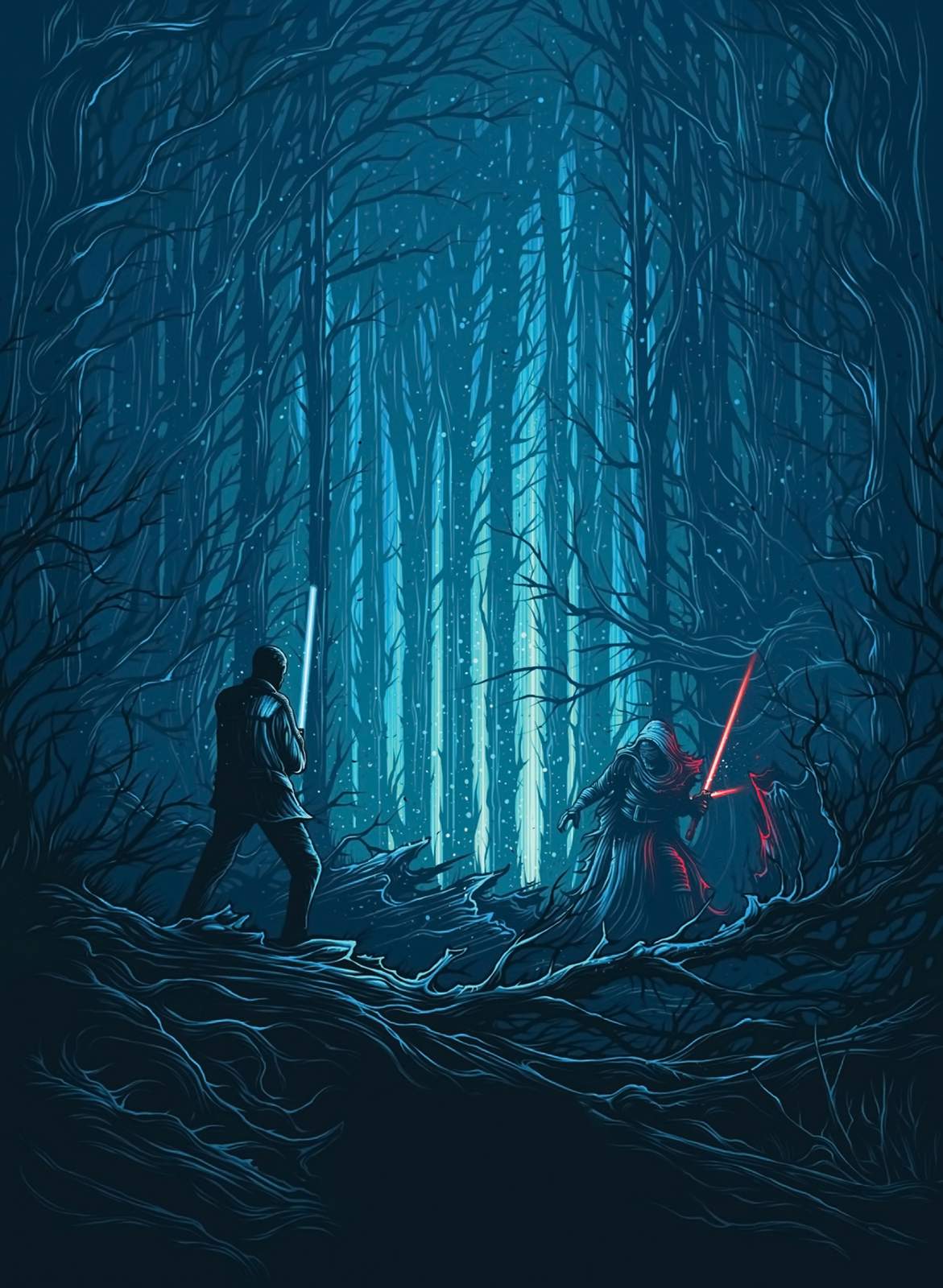 Epic Forest Duel Star Wars Wall Art