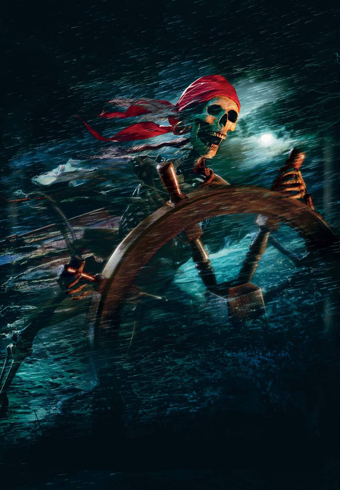 Skeleton Pirate Ship Wheel Wall Art
