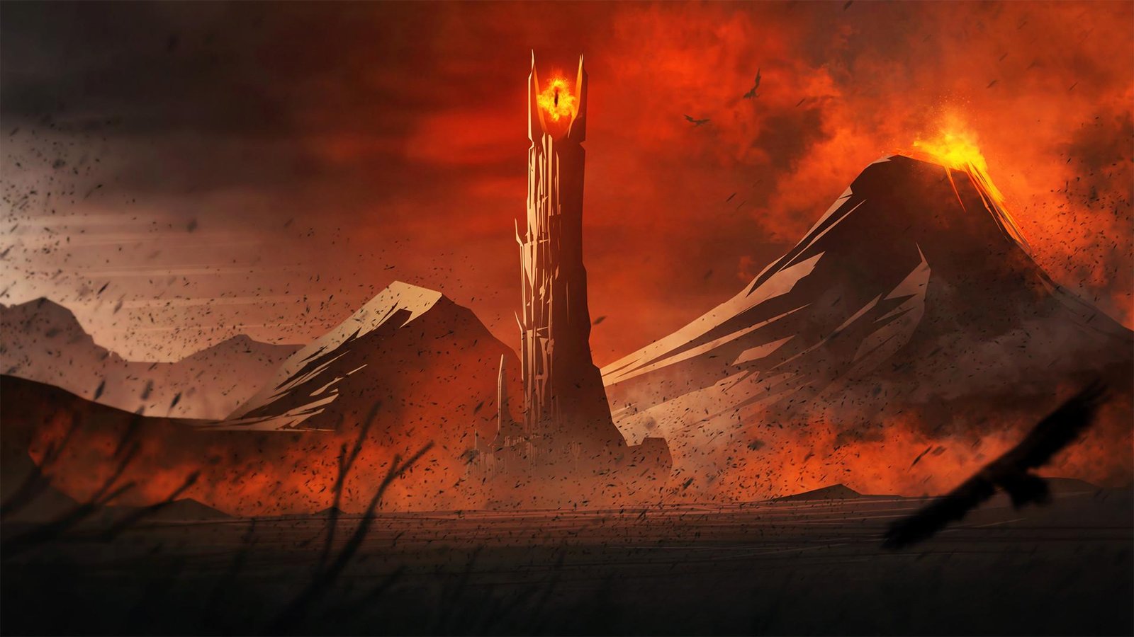 Epic Mordor Tower & Volcano Wall Art