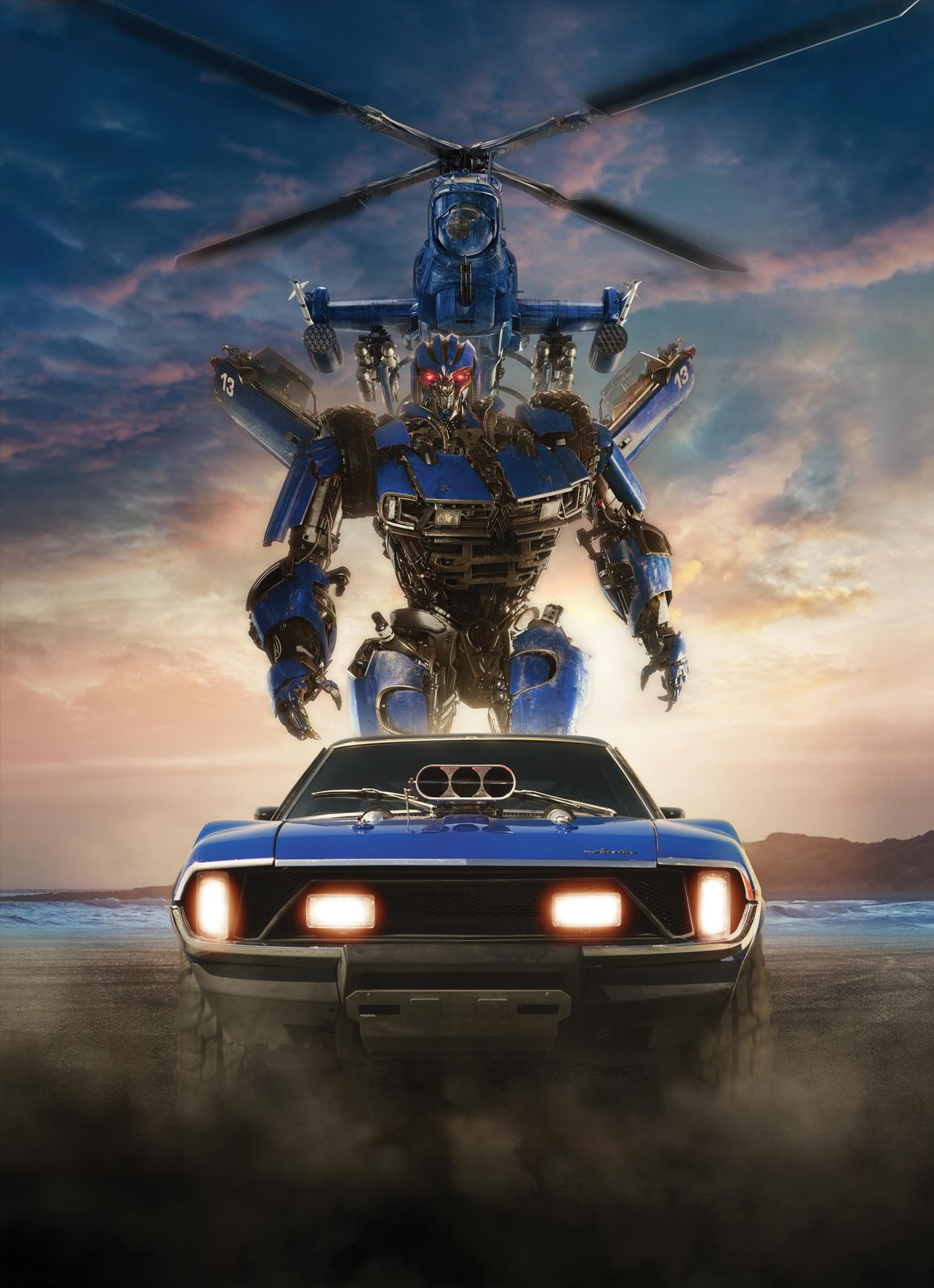 Powerful Blue Robot & Muscle Car Wall Art
