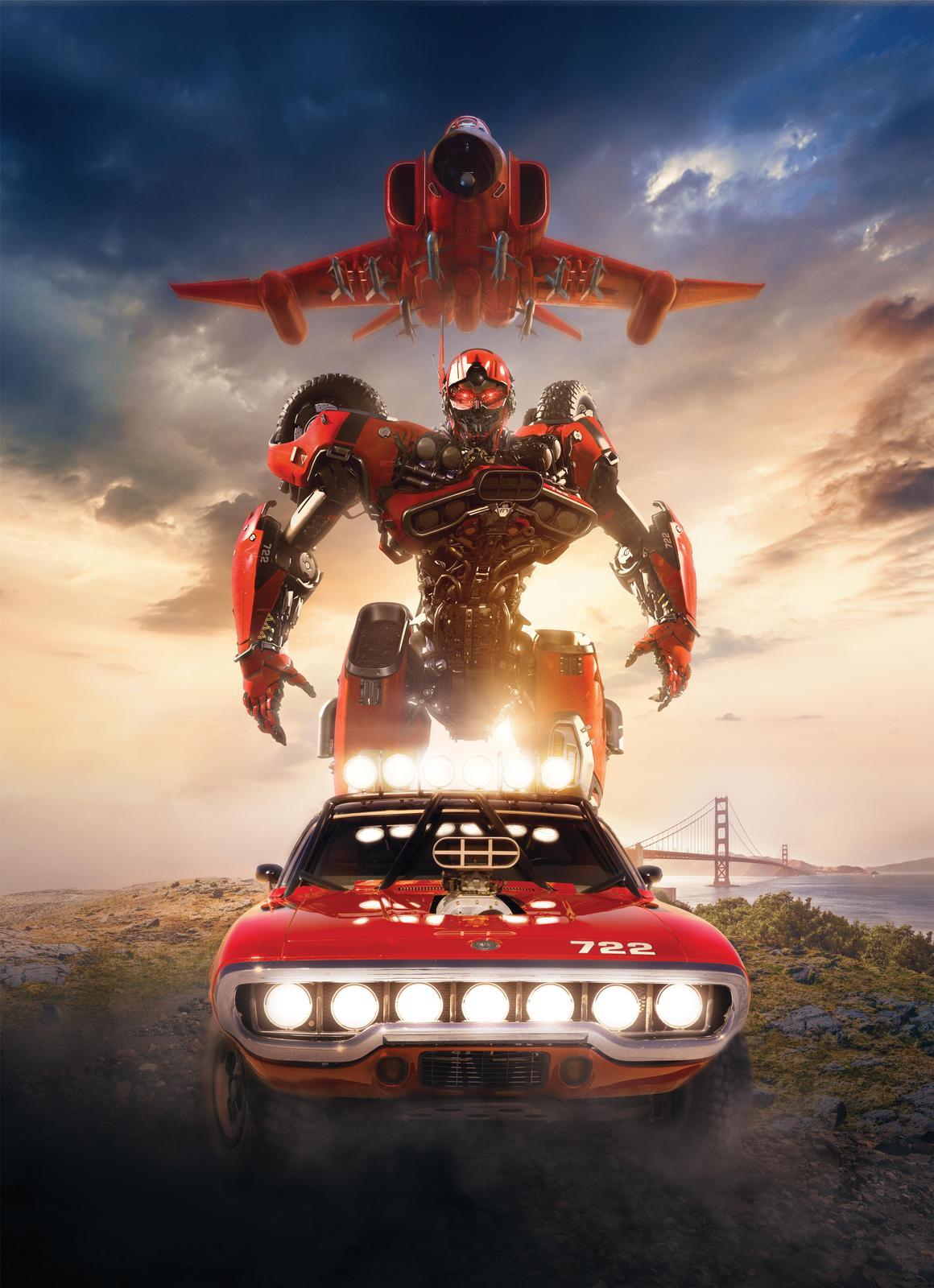 Dynamic Red Robot & Car Wall Art Wall Art