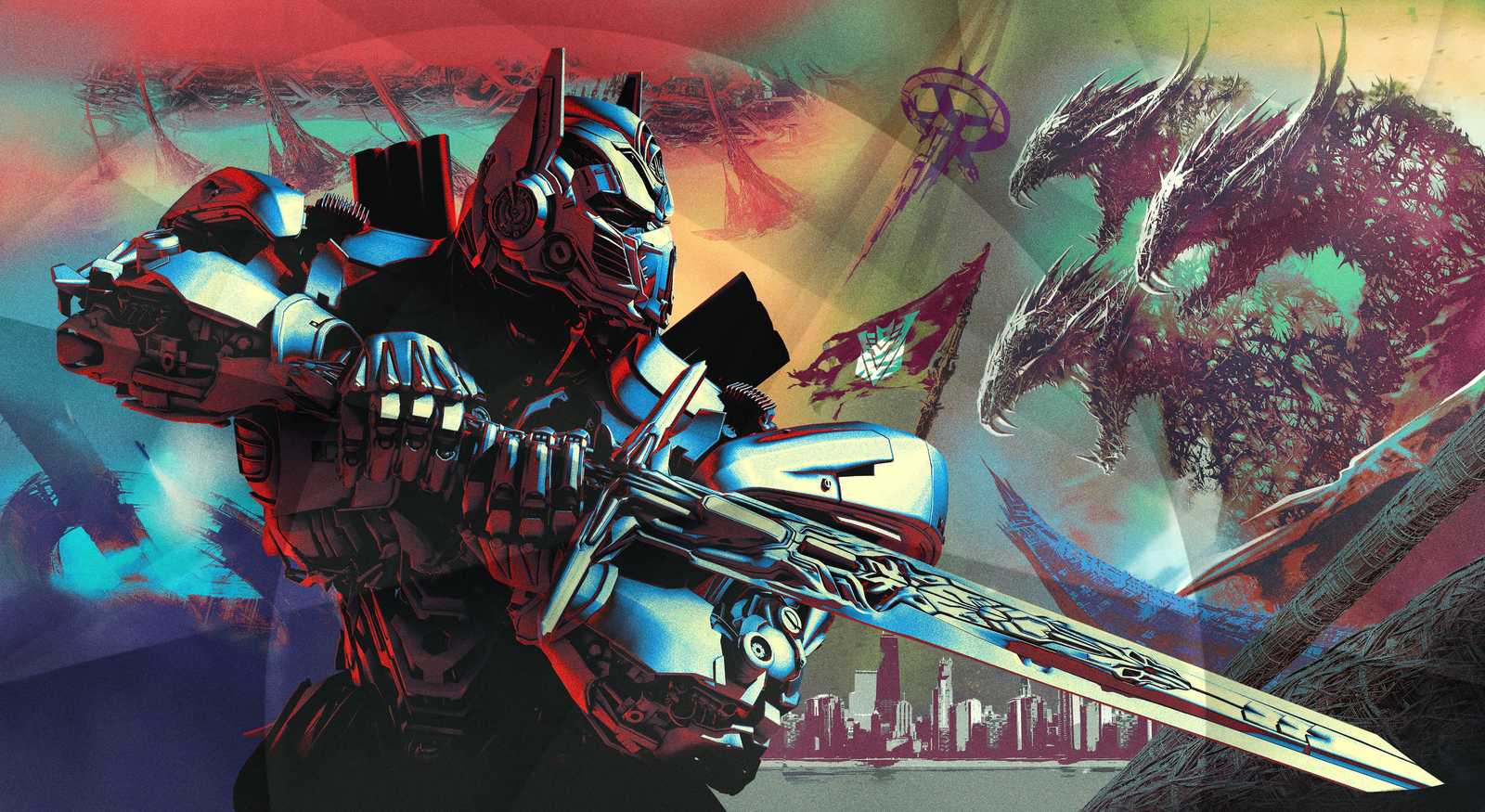 Epic Optimus Prime vs. Predacons Wall Art