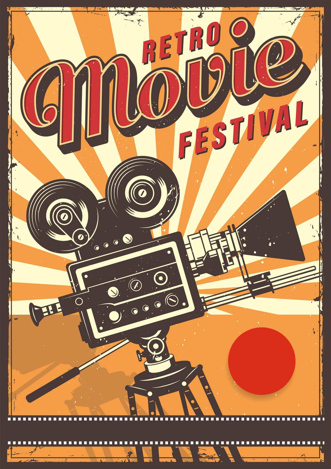 Retro Movie Festival Vintage Camera Wall Art