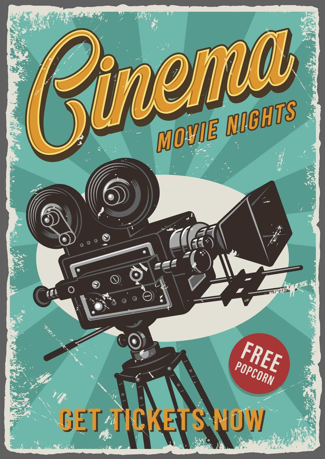 Retro Cinema Movie Nights Wall Art