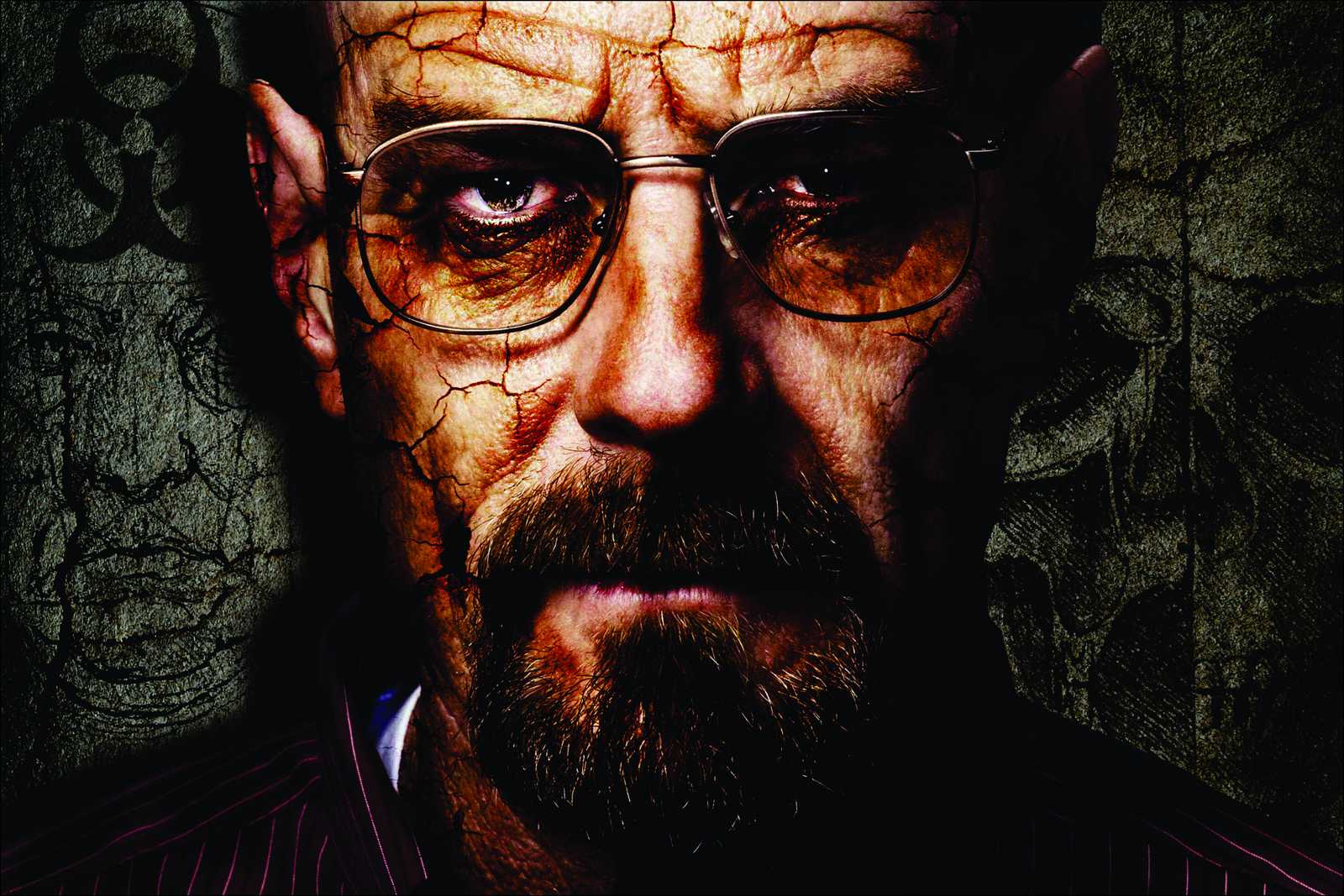 Intense Portrait Cracked Face Wall Art