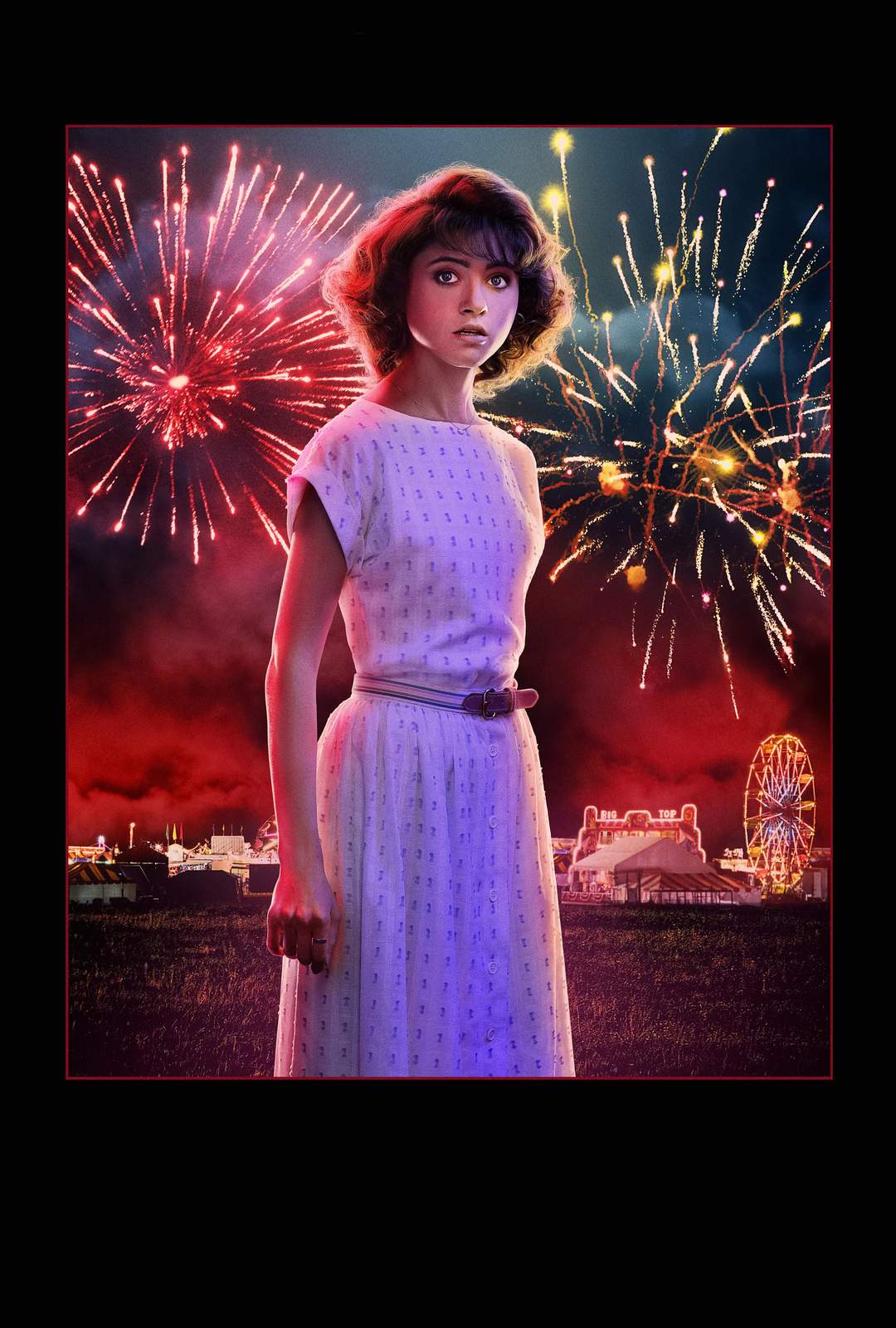 Retro Carnival Girl Fireworks Wall Art