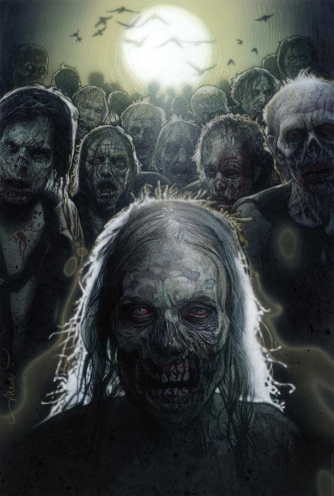 Zombie Horde Moonlit Wall Art