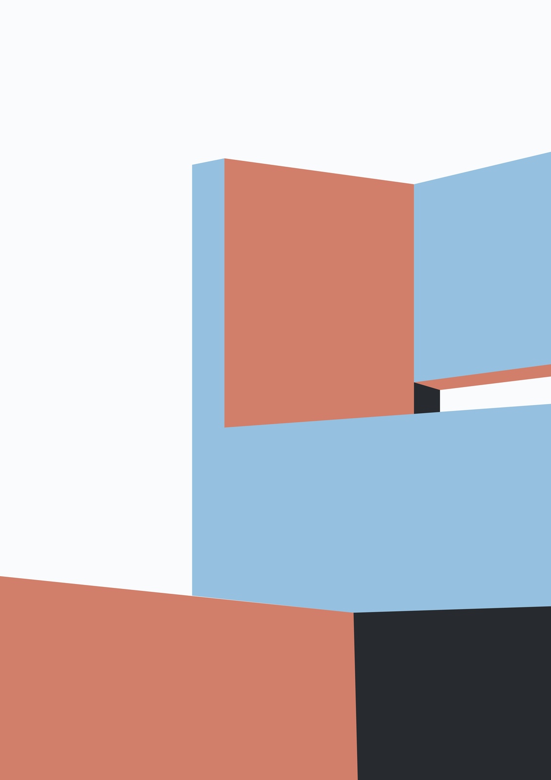 Geometric Serenity: Terracotta & Sky Blue Wall Art
