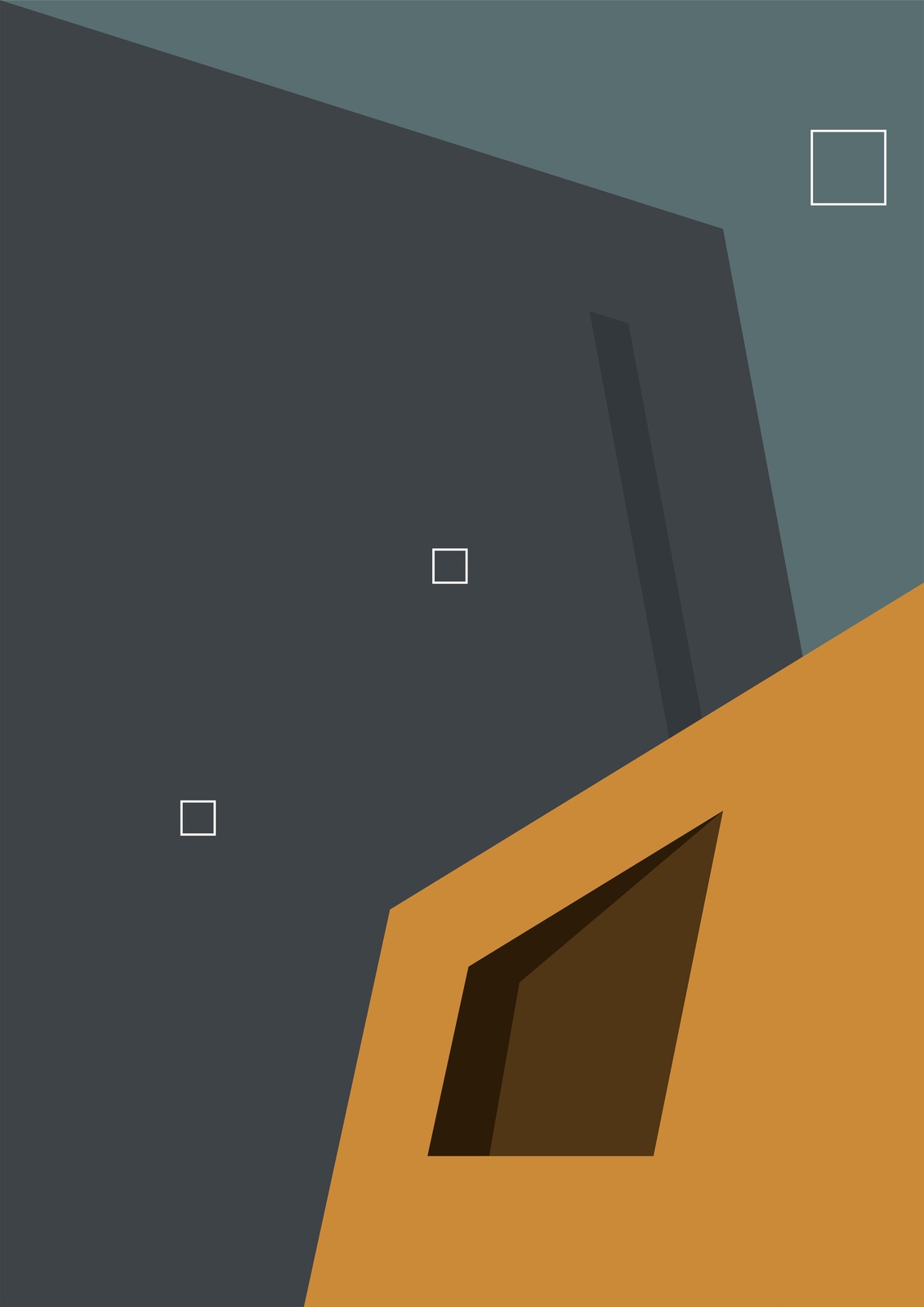 Geometric Ochre & Slate Modern Art Wall Art