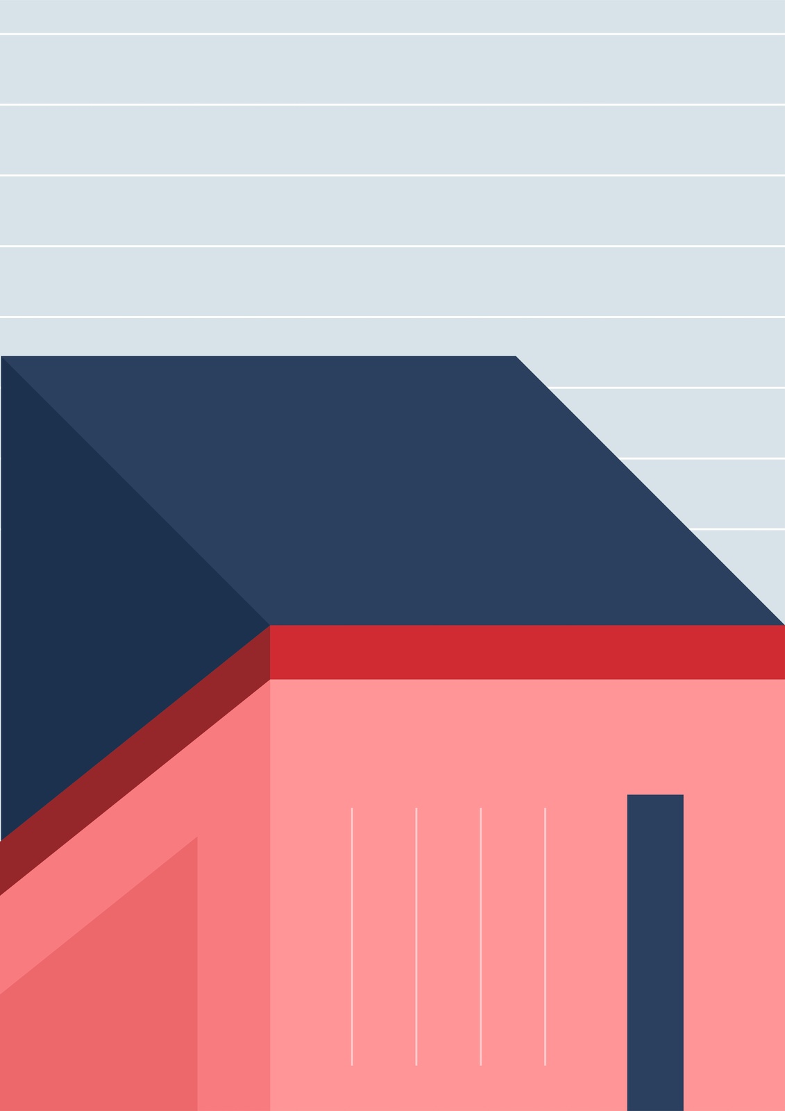 Modern Geometric Coral & Navy Wall Art