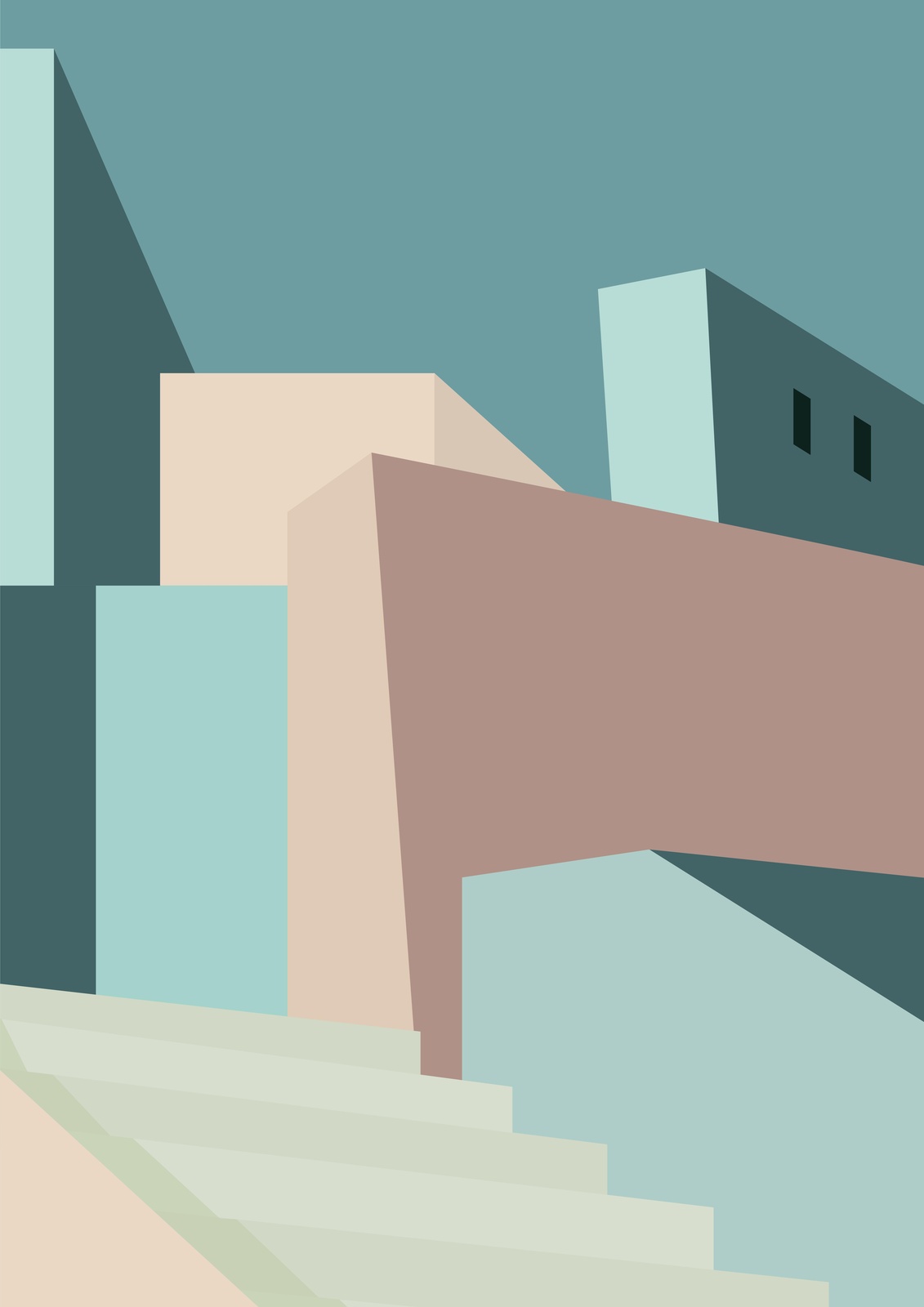 Modern Geometric Architecture Wall Art