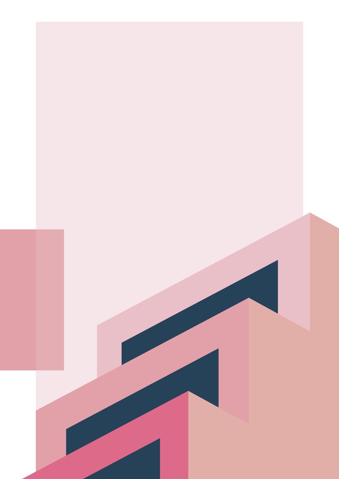Geometric Blush & Navy Abstract Wall Art