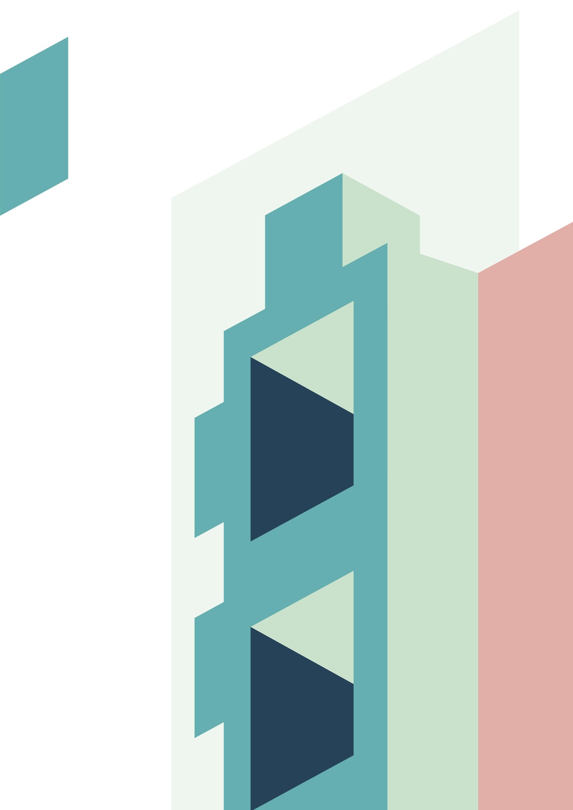 Modern Geometric Teal & Blush Wall Art