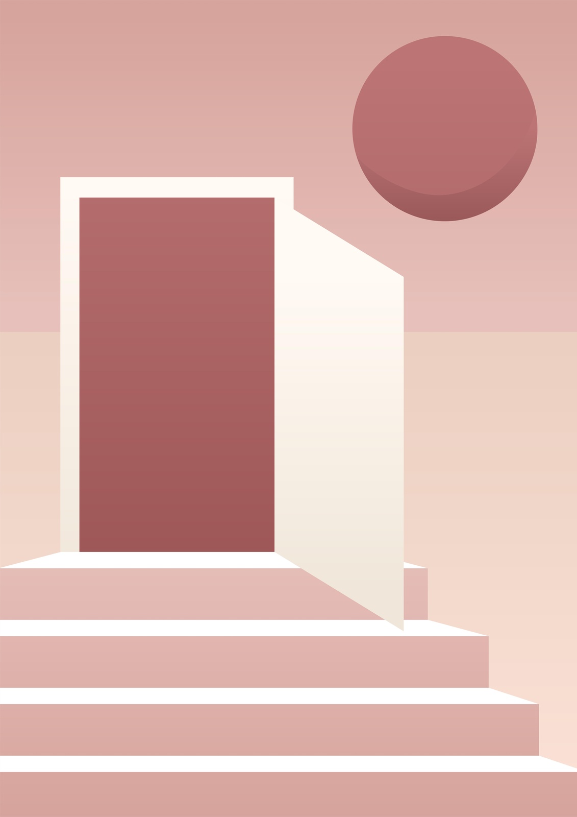 Minimalist Doorway Stair Abstract Wall Art