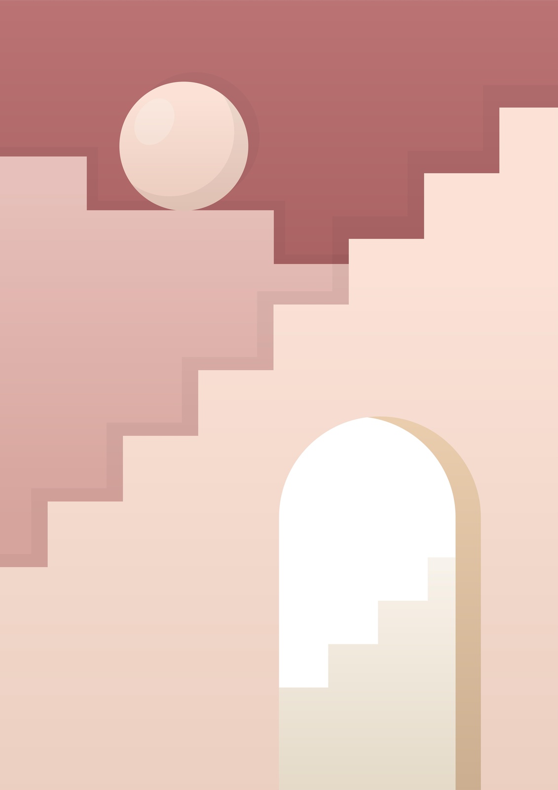 Abstract Staircase & Sphere Wall Art
