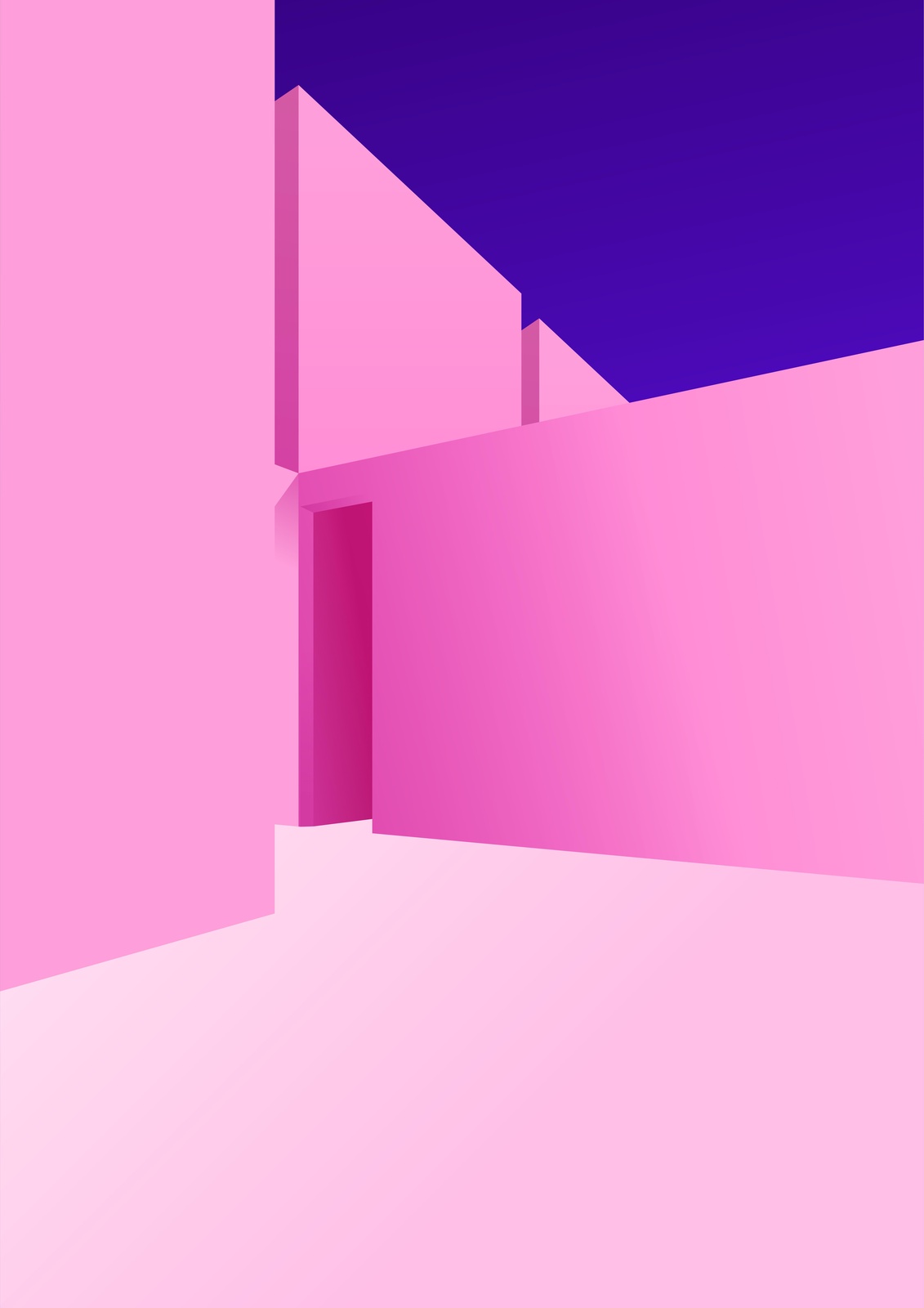 Modern Pink Architectural Abstract Wall Art