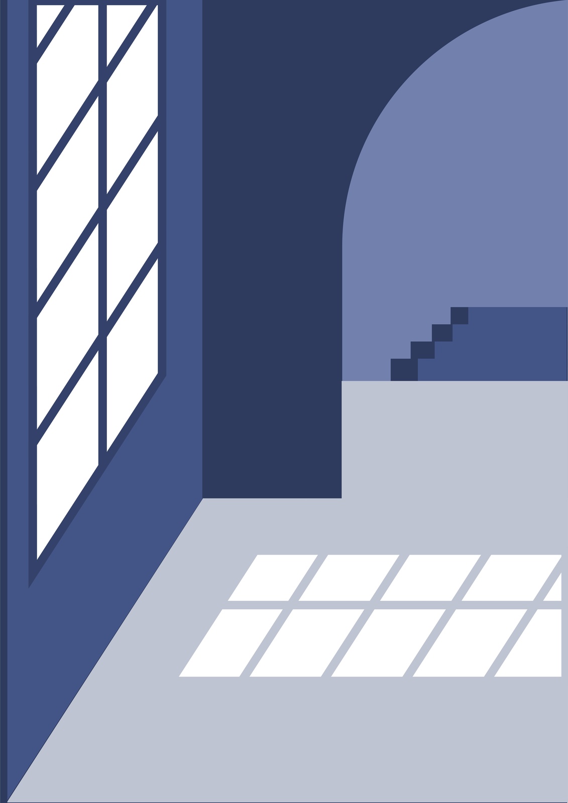 Modern Abstract Blue Architectural Wall Art