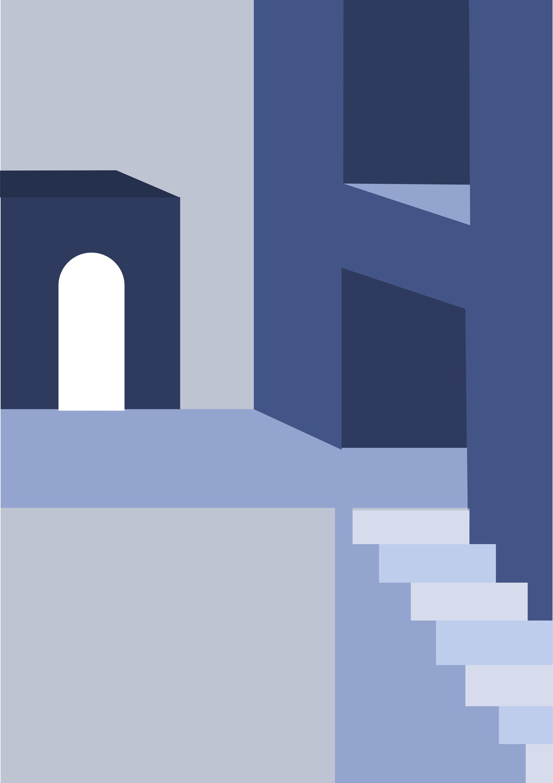 Modern Geometric Abstract Blue Wall Art