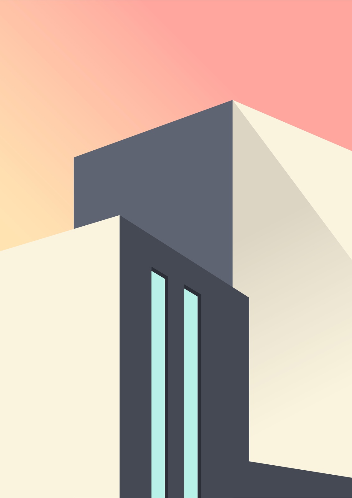 Geometric Architecture Sunset Wall Art