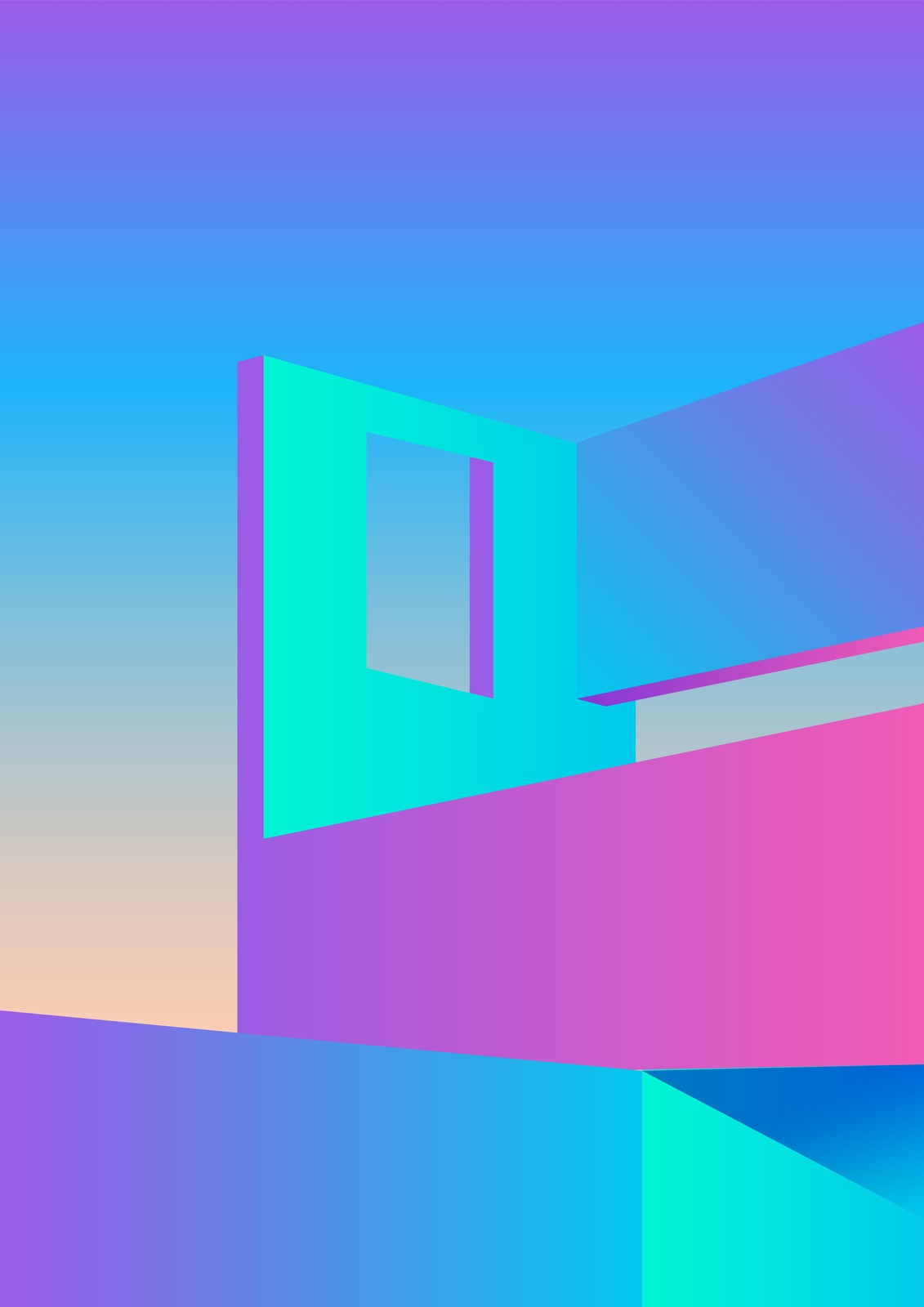 Abstract Geometric Sunset Gradient Wall Art