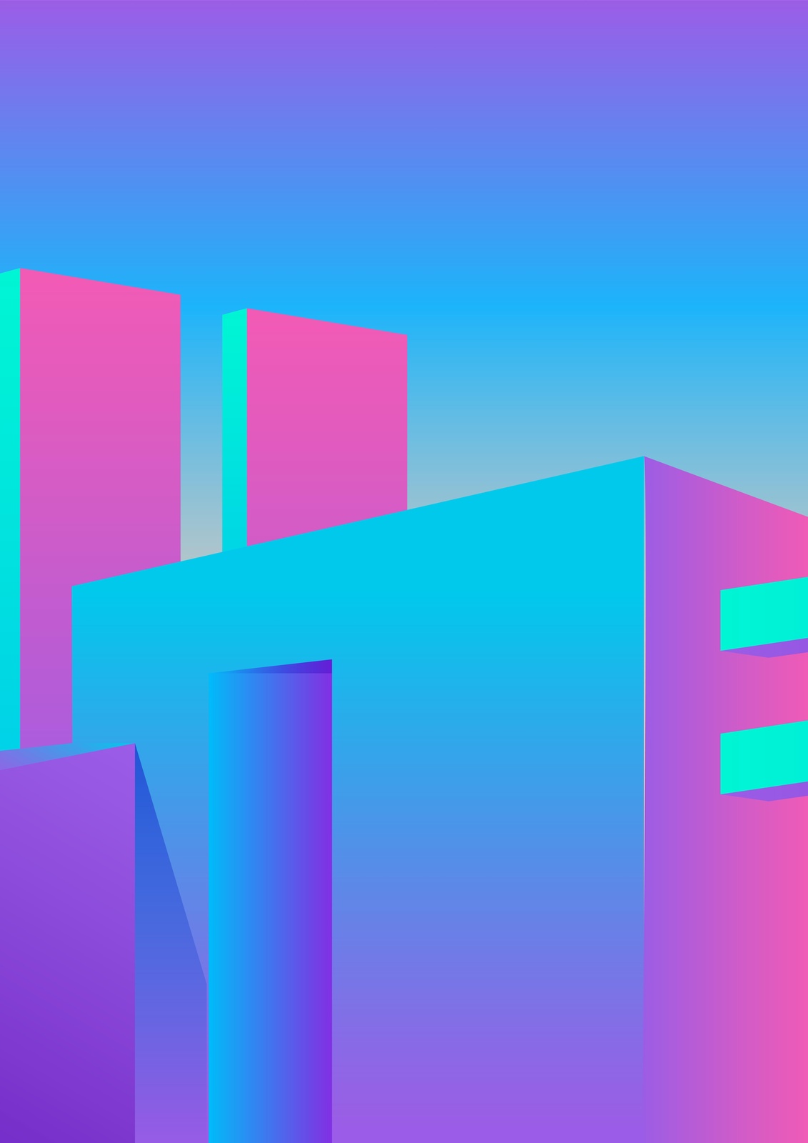 Vibrant Geometric Cityscape Wall Art