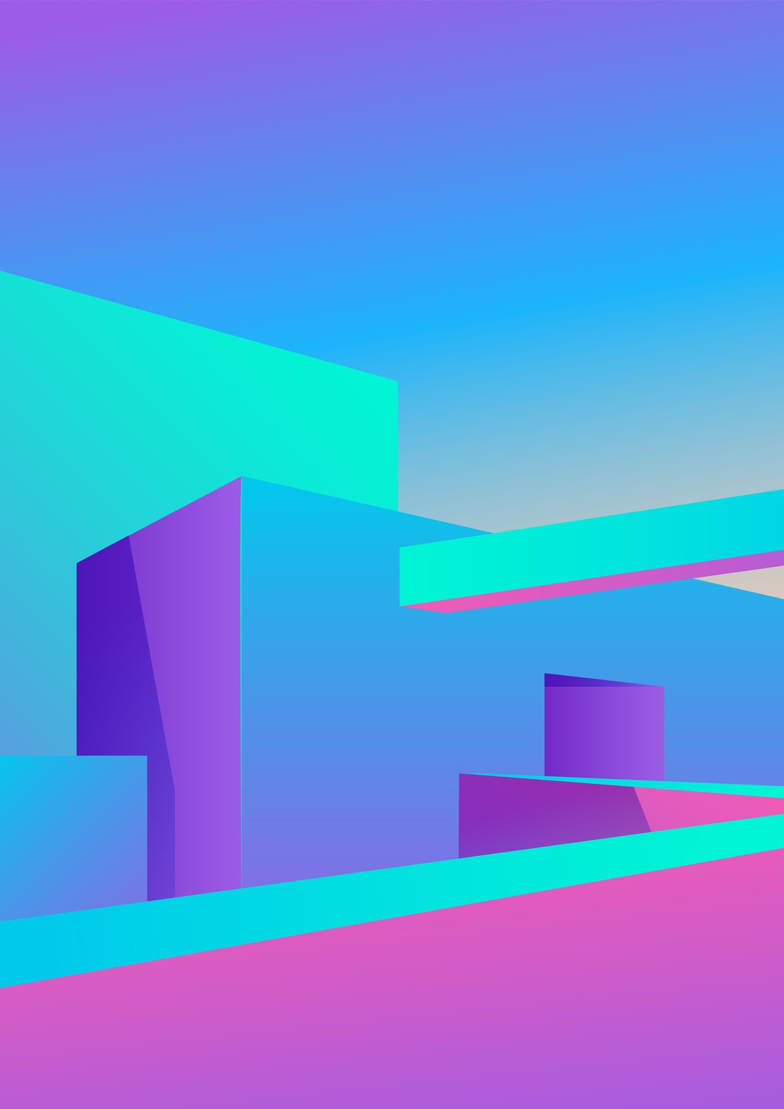 Geometric Gradient Abstract Wall Art