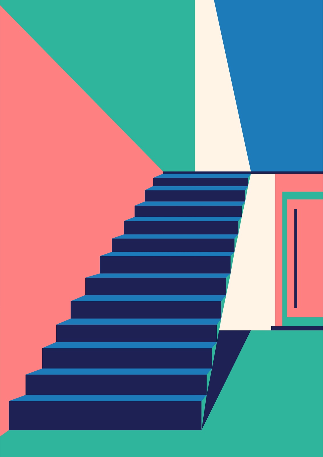 Geometric Stairway Abstract Wall Art