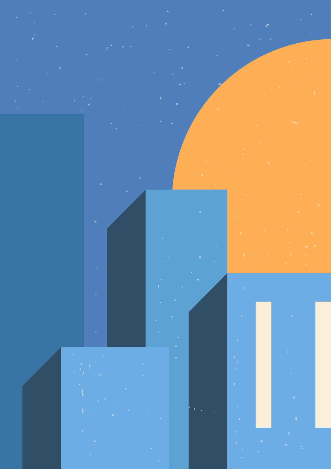 Geometric Cityscape Sunset Wall Art