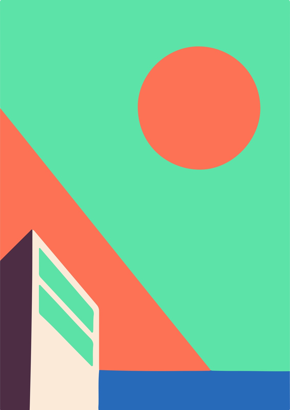 Abstract Sunset Geometric Wall Art