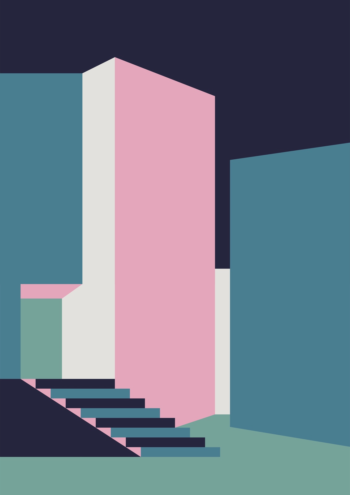 Modern Geometric Architecture Wall Art
