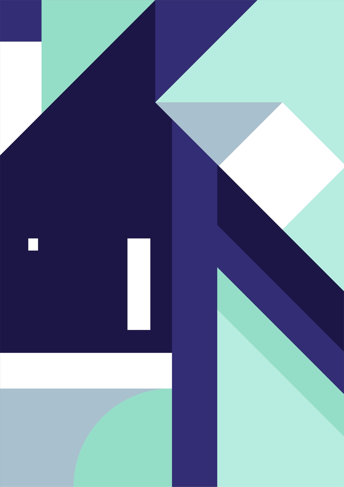 Modern Geometric Teal & Navy Wall Art