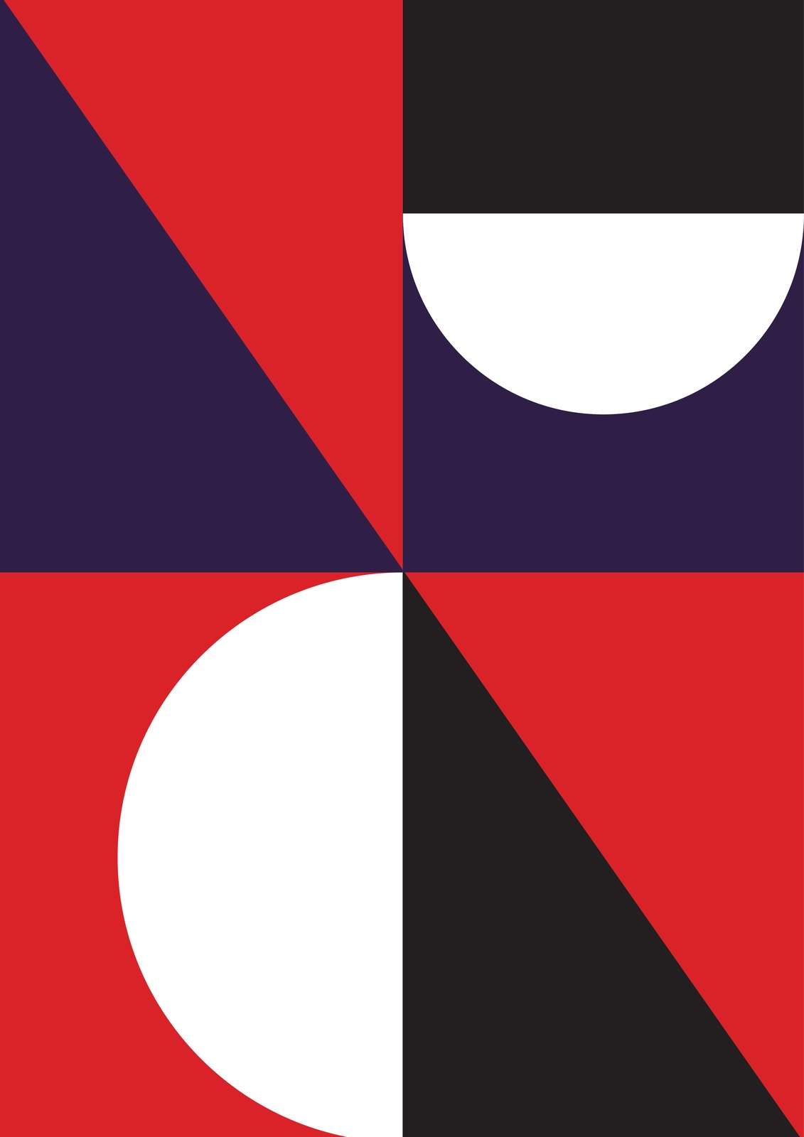 Bold Geometric Red & Blue Abstract Wall Art