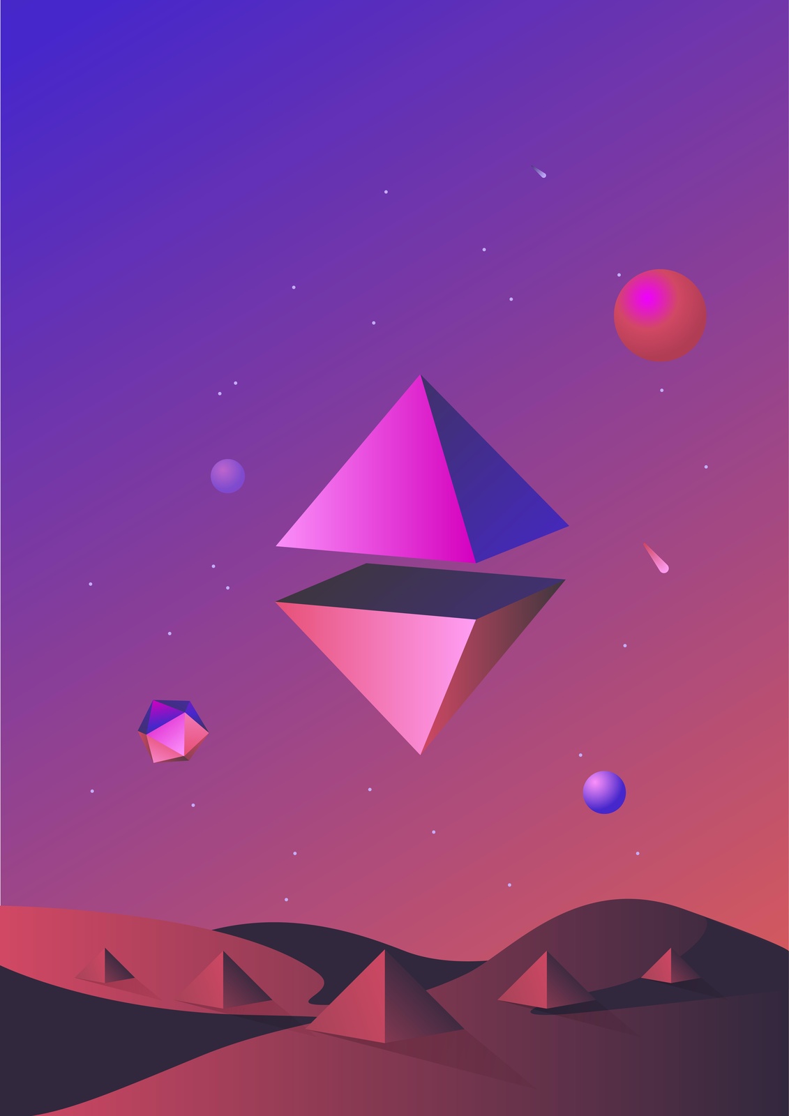 Cosmic Pyramid Dreamscape Wall Art