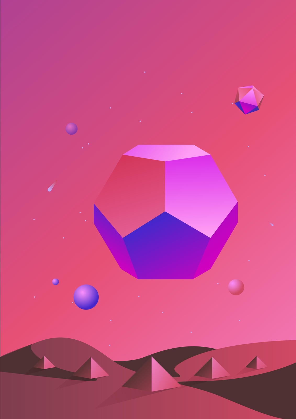 Abstract Geometric Gradient Landscape Wall Art