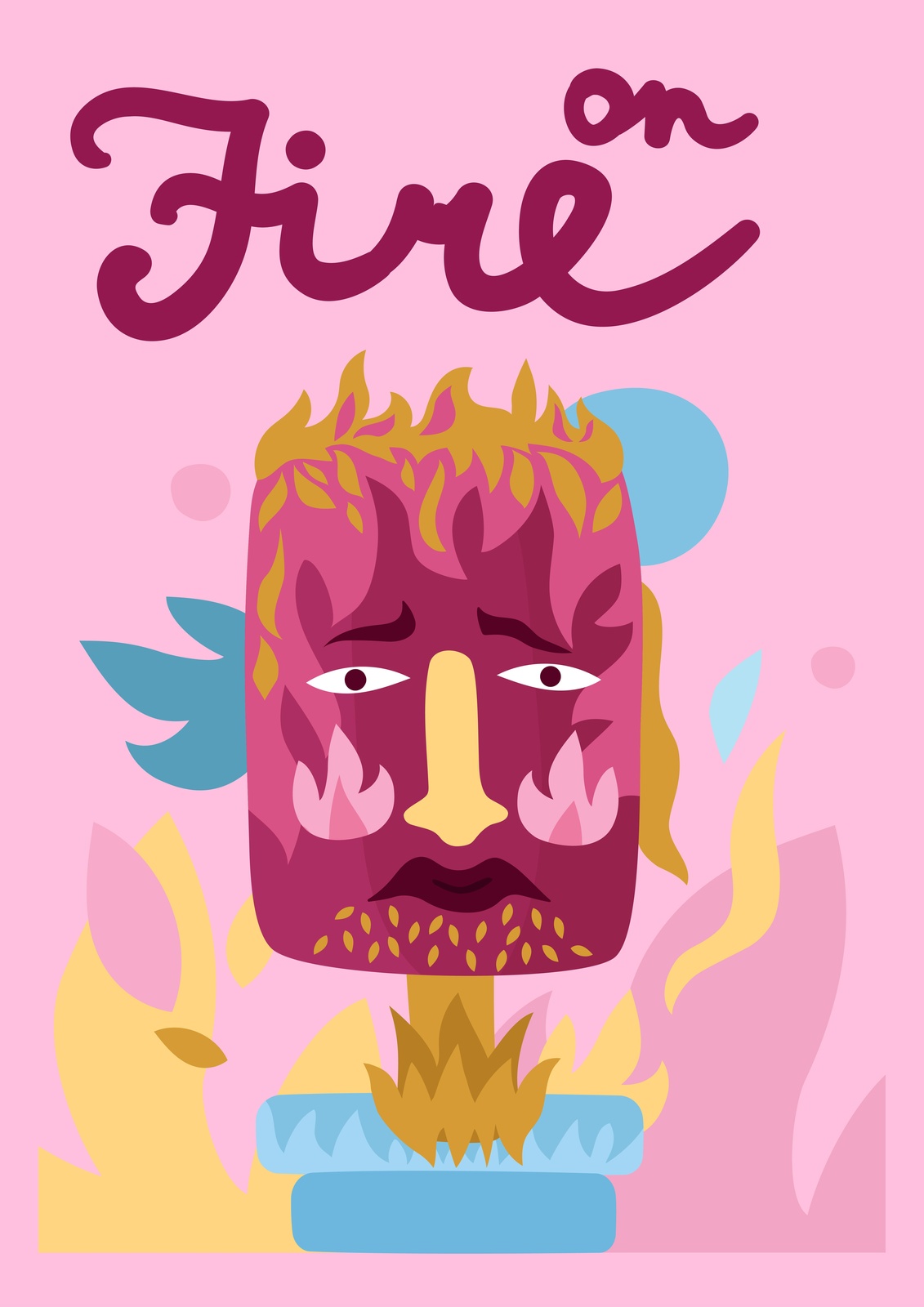 On Fire Expressive Portrait Wall Art
