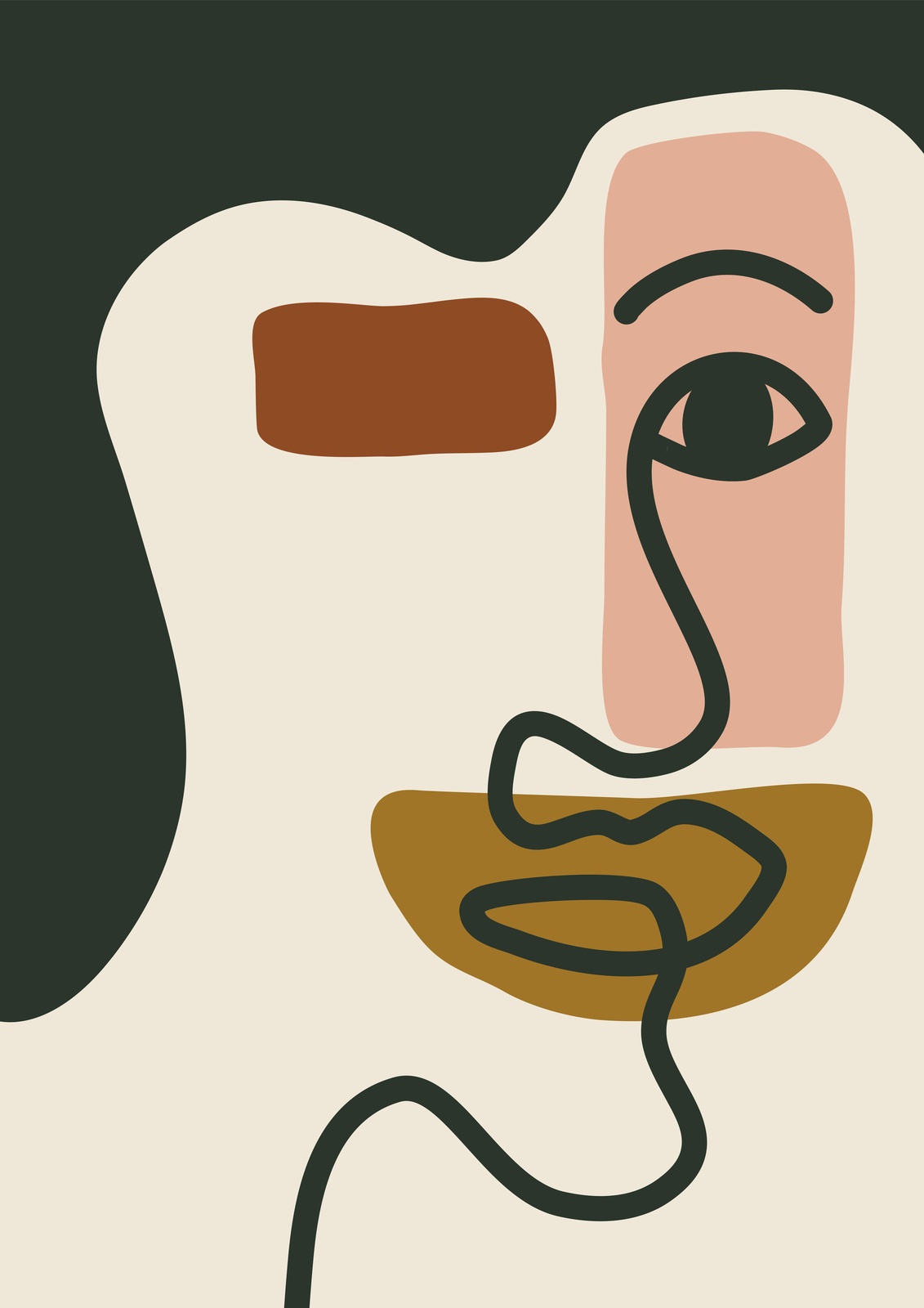 Abstract Face Mid-Century Modern Wall Art