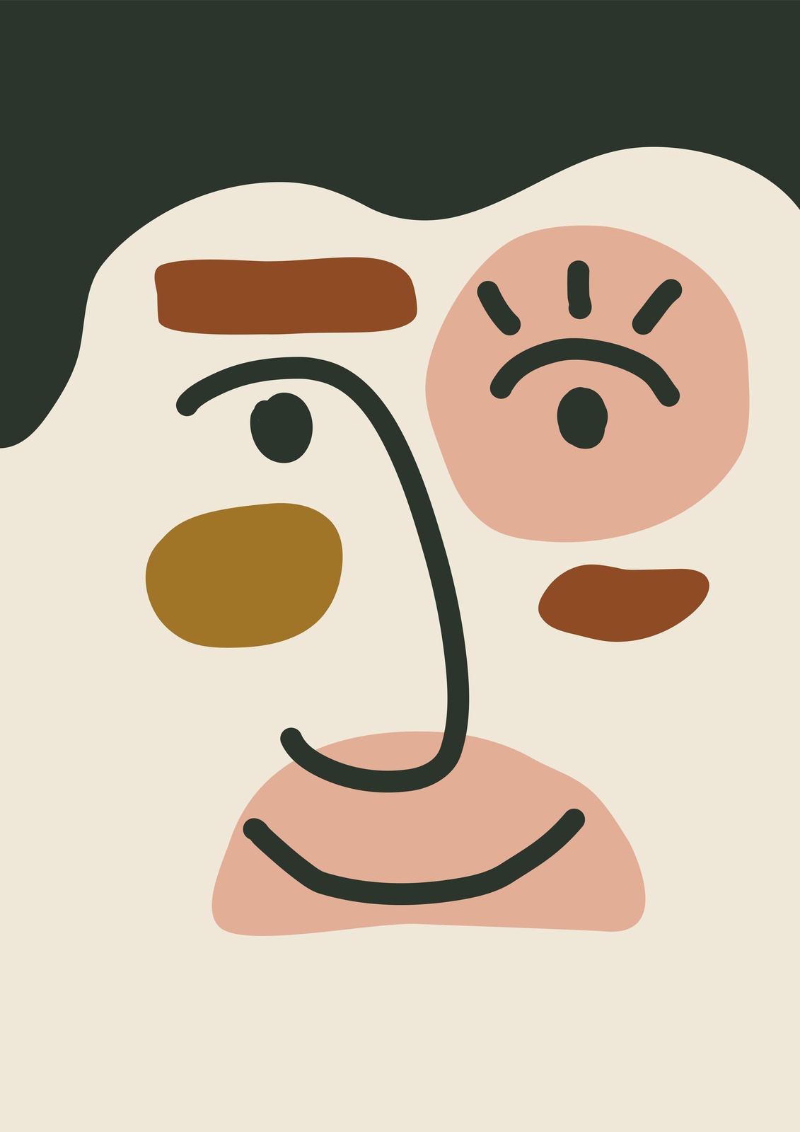 Abstract Face Mid Century Modern Wall Art