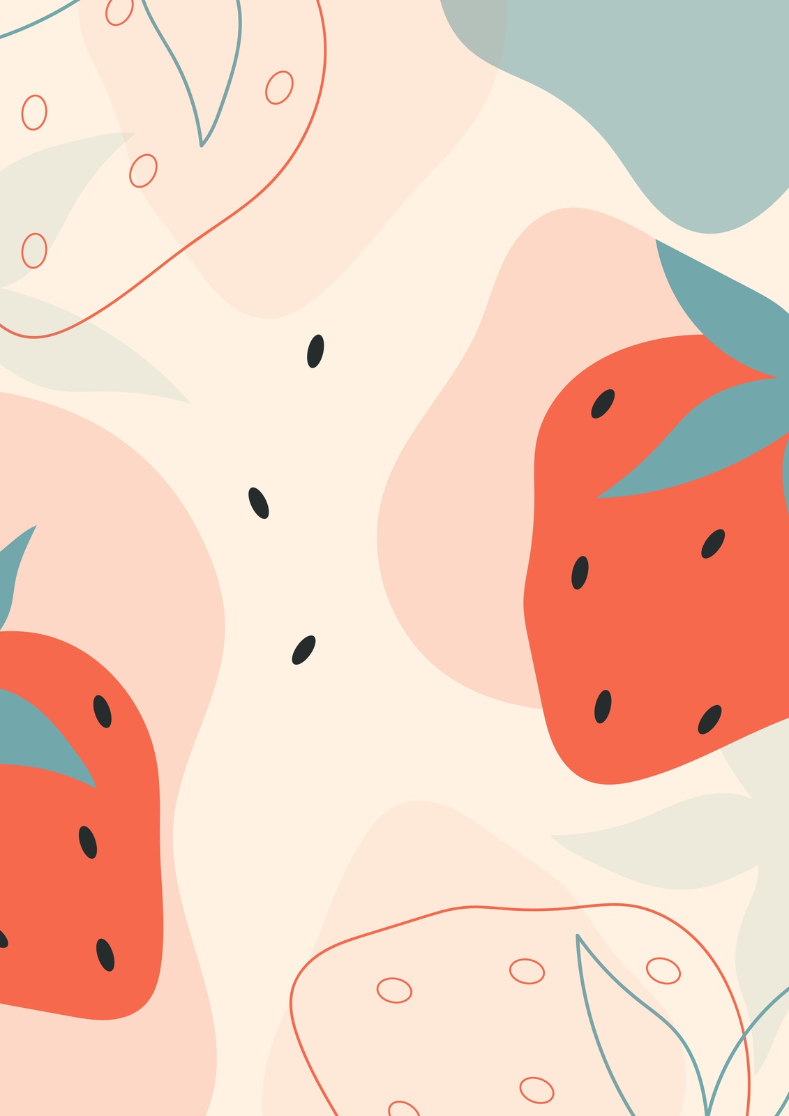 Modern Strawberry Abstract Wall Art